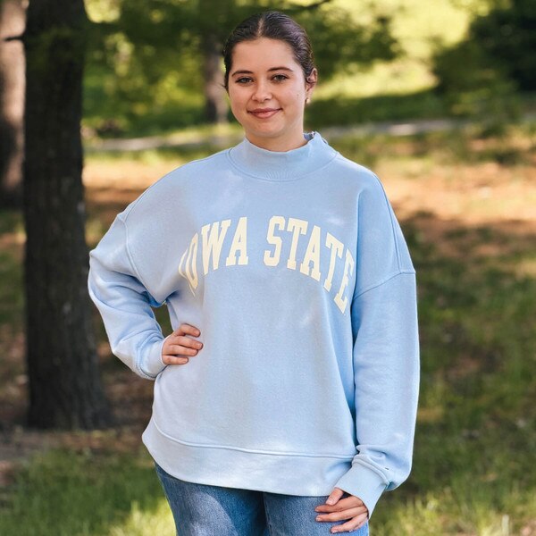 League Women's Iowa State Cashmere Blue Mock Neck Crew Sweatshirt